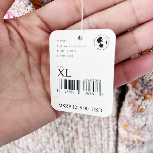 NWT Free People Forever Fair Isle Sweater Dress in Strawberry Combo - Picture 11 of 13